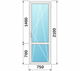 Стеклянная дверь на балкон ПВХ со стеклом 750x2100