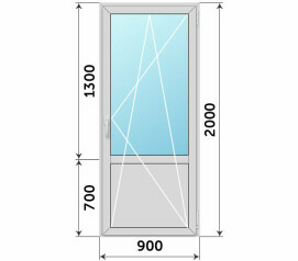 Дверь балконная из алюминия со стеклом 900x2000