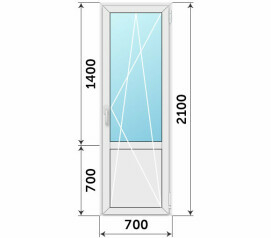 Пластиковая балконная дверь со стеклом 700x2100