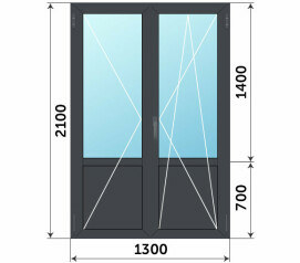 Штульповая пластиковая балконная дверь антрацит 1300x2100