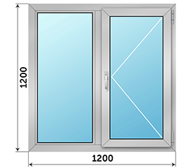Двухстворчатое окно Alumil 1200x1200