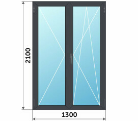 Штульповая пластиковая стеклянная балконная дверь 1300x2100