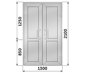 Двухстворчатая дверь глухая Alumil 1300x2100