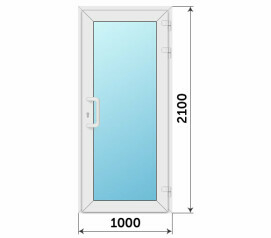 Одностворчатая стеклянная утепленная дверь из пластика 1000x2100