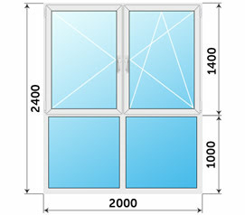 Панорамное остекление балкона пластиковыми окнами 2000x2400