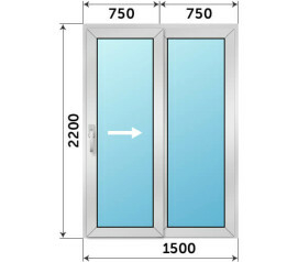 Алюминиевая раздвижная дверь на террасу 1500x2200