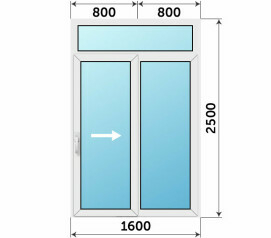 Пластиковая портальная дверь с фрамугой 1600x2500