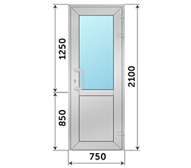 Одностворчатая дверь со стеклом Alumil 750x2100