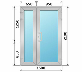 Алюминиевая входная полуторная дверь на террасу 1600x2100