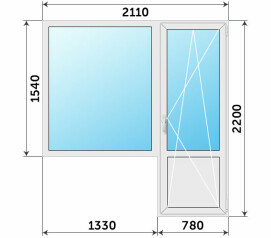 Пластиковый балконный блок в дом 137 серии 2110x2200