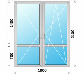 Балконная дверь штульповая с импостом 1800x2100