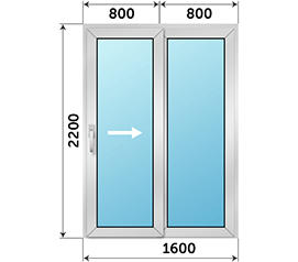 Полуторная дверь остекленная Alumil 1600x2200