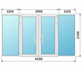 Теплая дверь из ПВХ из стекла 4200x2300