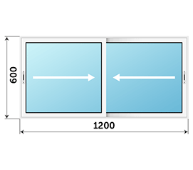 Двухстворчатое окно Alumil 1200x600
