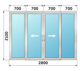 Балконный блок из алюминиевого профиля раздвижной 2800x2100