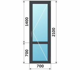 Пластиковая стеклянная дверь балконная с импостом 700x2100