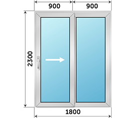 Полуторная дверь остекленная Alumil 1800x2300