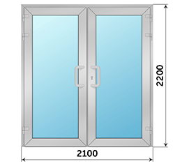 Двухстворчатая дверь остекленная Provedal 2100x2200
