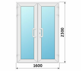 Пластиковая входная стеклянная дверь на террасу 1600x2300