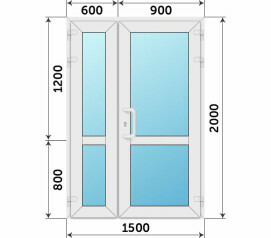 Входная остекленная дверь ПВХ на террасу дома 1500x2000
