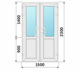 Пластиковая дверь в тамбур со стеклом 1500x2300
