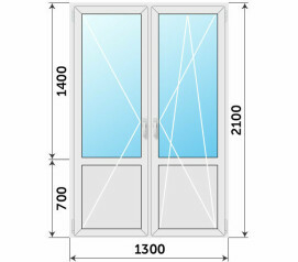 Штульповая дверь на балкон ПВХ со стеклом 1300x2100
