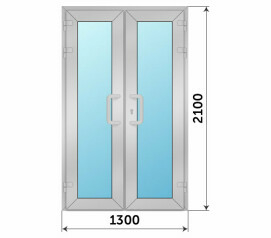 Двухстворчатая остекленная утепленная дверь 1300x2100