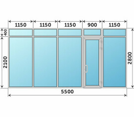 Холодная дверь из алюминия стеклянная 5500x2800