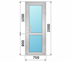 Одностворчатая остекленная дверь Рехау с импостом 750x2000