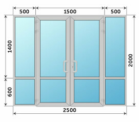 Теплая алюминиевая входная группа магазина 2500x2000