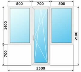 Окно ПВХ Rehau 2300x2100