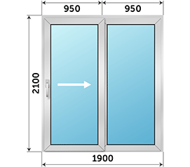 Полуторная дверь остекленная Realit 1900x2100