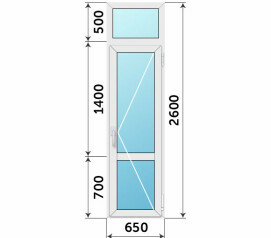 Стеклянная дверь на балкон ПВХ 650x2600