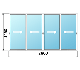 Остекление балкона Realit 2800x1480