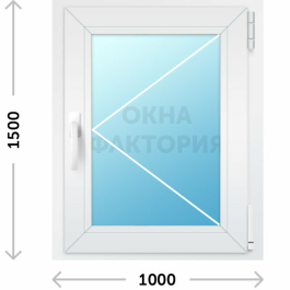 Пластиковое окно KBE 1000х1500 открывающееся