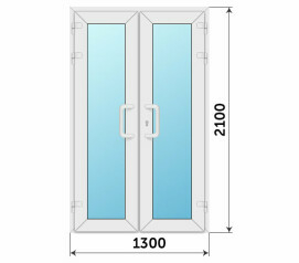 Пластиковая двухстворчатая остекленная дверь банная 1300x2100
