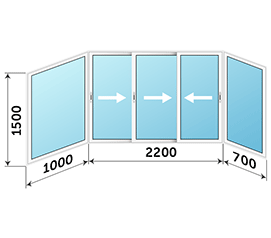 Остекление лоджии ALUTECH 3900x1500