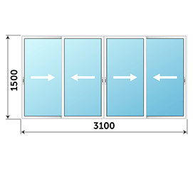 Балконное остекление ALUTECH 3100x1500