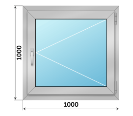 Окно из алюминия 1000x1000