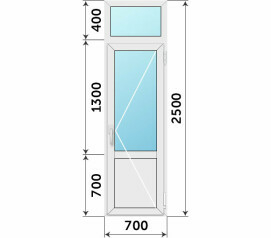 Пластиковая дверь с глухим низом 700x2500