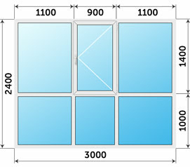 Теплое остекление балкона пластиковыми окнами 3000x2400