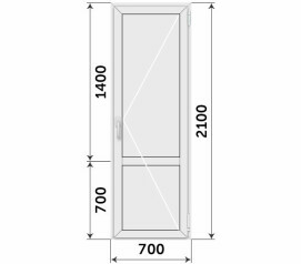 Пластиковая балконная дверь с импостом 700x2100