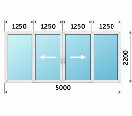 Пластиковая раздвижная дверь окно Slidors 5000x2200 остекление балкона