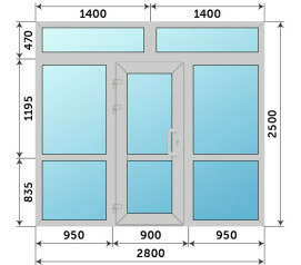 Входная группа из алюминиевого профиля в школу 2800x2500