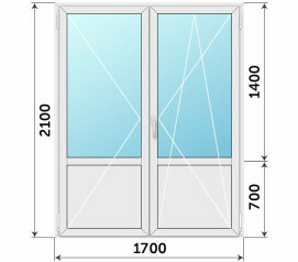 Дверь на террасу со стеклом штульповая 1700x2100