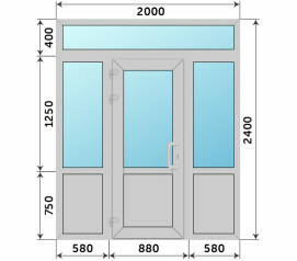 Холодная входная группа из алюминия в школу 2000x2400