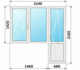 Дверь с окном на балкон Rehau 2140x2160