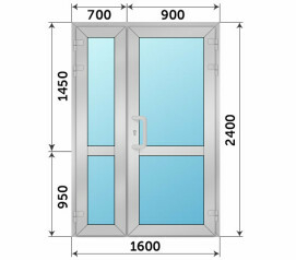 Входная полуторная стеклянная дверь Rehau 1600x2400
