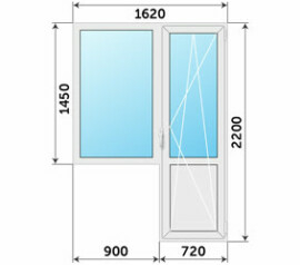 Теплое остекление балкона пластиковым блоком ПВХ Rehau 1620x2200