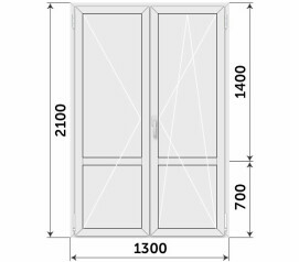Штульповая пластиковая балконная глухая 1300x2100